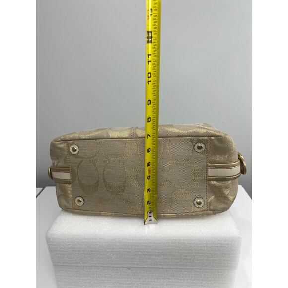 Coach Metallic Gold Bonnie Linen Lurex Satchel Bag 13502 - Picture 6 of 15